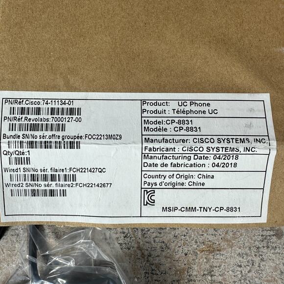 Cisco 8831 Wired Microphone Kit CP-MIC-WIRED-S 74-11134-01 (New Open) - Picture 5 of 7